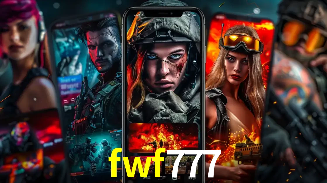 Montagem de telas de celular mostrando diversos personagens, masculinos e femininos, de um jogo de tiro, ilustrando a diversidade de equipes de e-sports para apostar no fwf777.