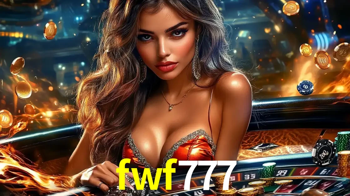 Mulher glamourosa em uma mesa de roleta com um fundo de chamas e moedas voadoras, pronta para fazer sua aposta e ganhar grandes prêmios no cassino ao vivo fwf777.